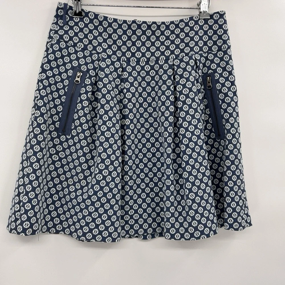 Anthropologie Maeve‎ Womens Fourth Street Swing Skirt Size 8 Blue Cottage Boho